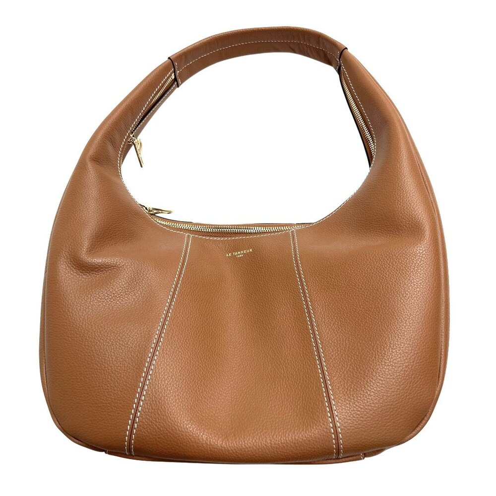 Le Tanneur Medium hobo Bag in Grained Leather Tan Brown